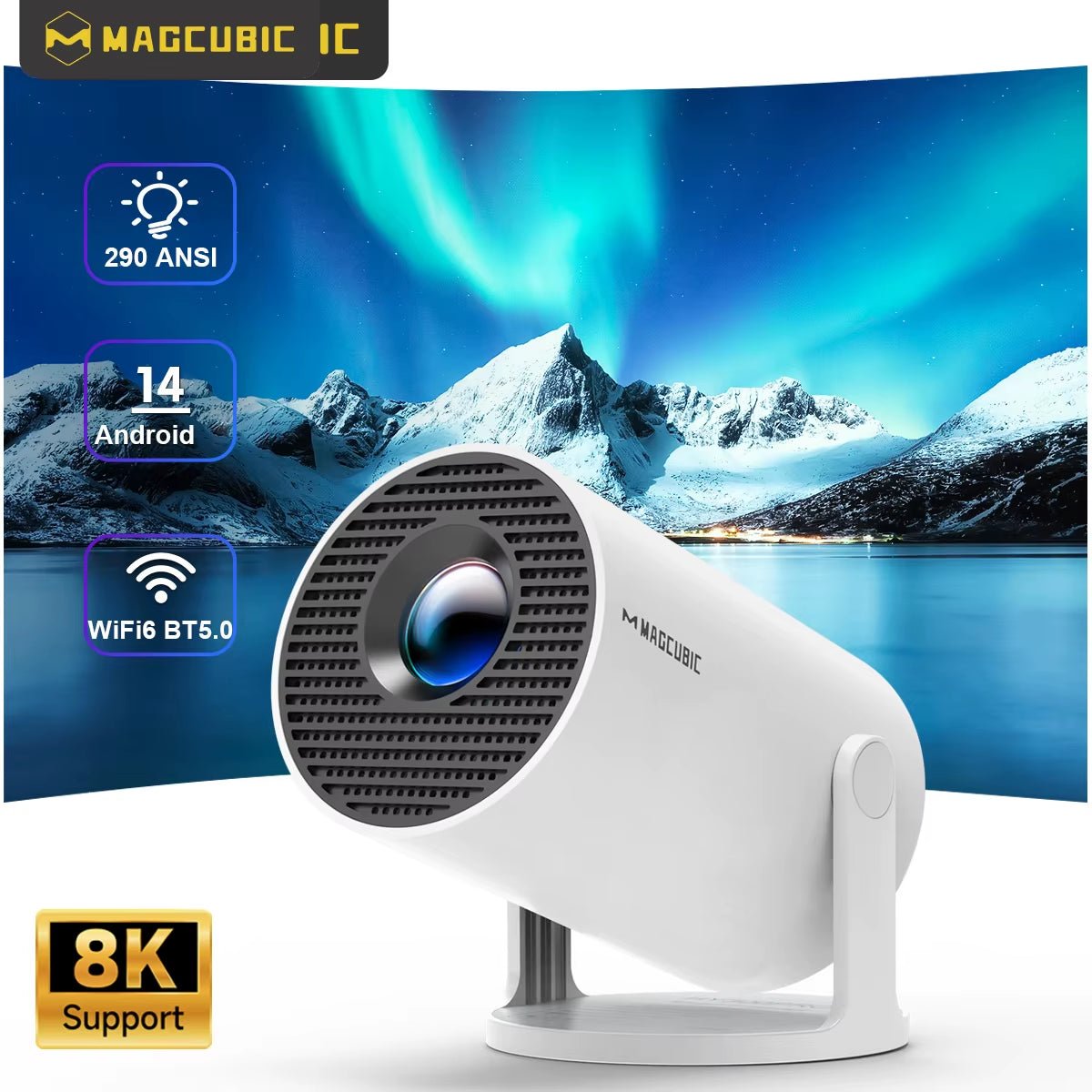 Proyector HY300 Pro 8K Android 14 Dual Wifi6 para cine en casa al aire libre - ZeroCharger